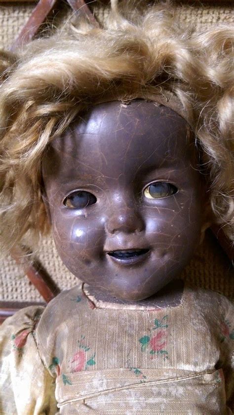 Creepy 22" ANTIQUE SHIRLEY TEMPLE DOLL COMPOSITION (Rescued from Fire) | Scary dolls, Creepy ...