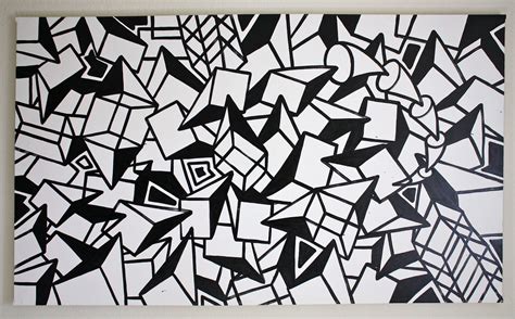 ORIGINAL Black and White Abstract Contemporary Minimalism Fine Art Modern Cubism Portrait Large ...