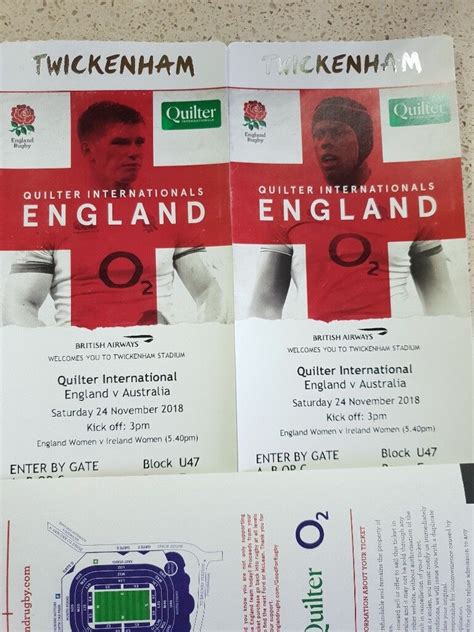 2 x England vs Australia Rugby tickets, Twickenham Stadium, Saturday 24th November | in ...