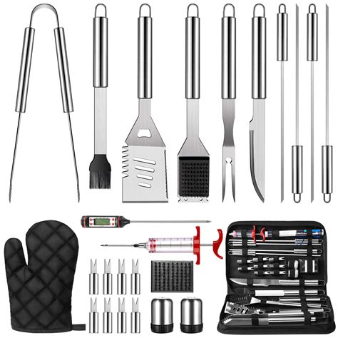 25PCS BBQ Grill Accessories Tools Set, Stainless Steel Grilling Kit with Oxford Cloth Case for ...