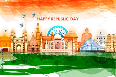 Happy Republic Day of India tricolor background for 26 January Stock Vector | Adobe Stock