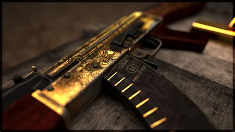 Golden Ak 47 Wallpaper Hd - 1920x1080 Wallpaper - teahub.io