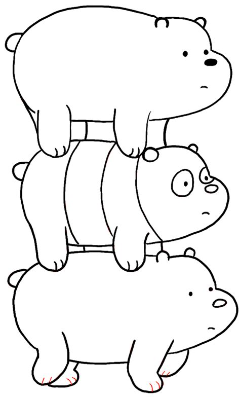 How to Draw Grizzly, Panda and Ice Bear from We Bare Bears Bearstack ...