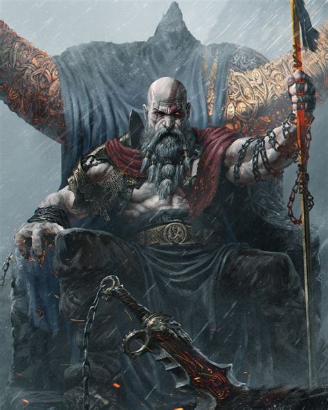 God of War Fanart Exhibits the Mighty Kratos Upon His Throne