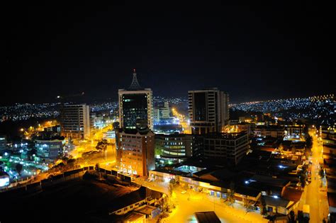 Kigali City at Night, View of the City Center -28 September 2015 ...