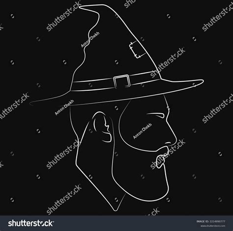 Silhouette Portrait Linear Wizard Hat Male Stock Vector (Royalty Free) 2214890777 | Shutterstock