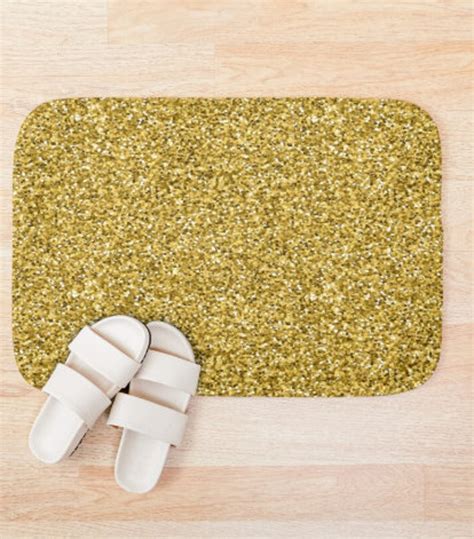 Gold glitter texture bathroom rug Gold bathroom accessories | Etsy