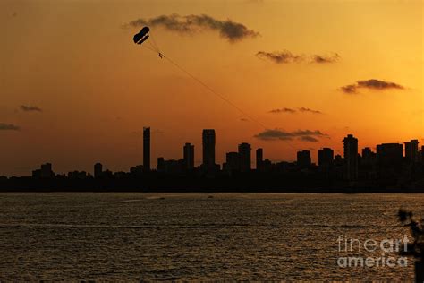 Mumbai Marine Drive skyline at sunset. Photograph by Milind Ketkar - Pixels