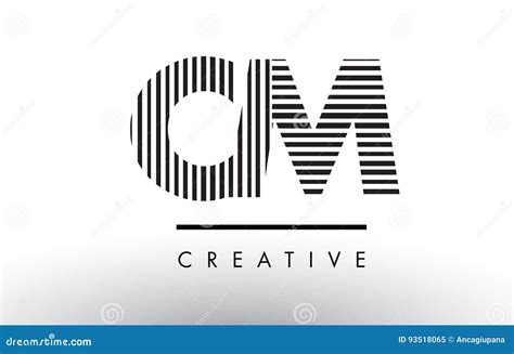 CM C M Black And White Lines Letter Logo Design. Cartoon Vector | CartoonDealer.com #93518065