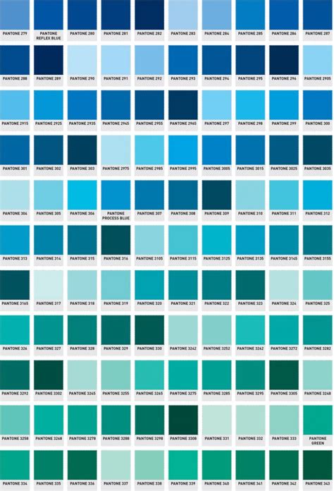 blue pantone color chart