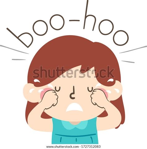 Illustration Kid Girl Crying Tears Boo Stock Vector (Royalty Free ...