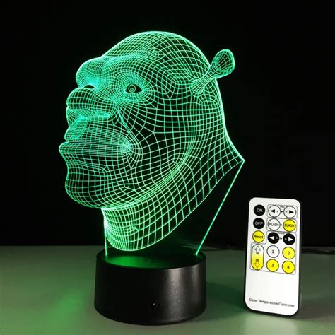 Cartoon Shrek LED Night Light Colorful 3D Night Light LED Illusion Lamp ...