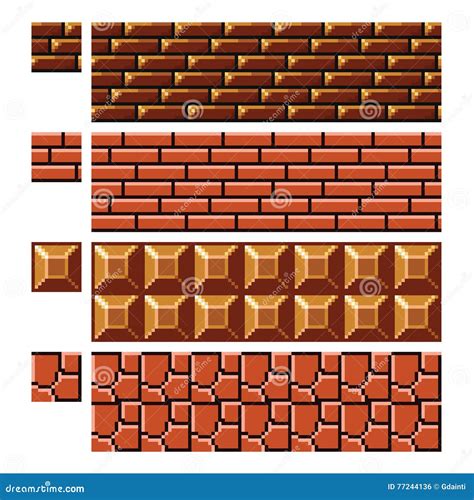 Texture for Platformers Pixel Art Vector - Brick Stone Wall Stock Vector - Illustration of level ...