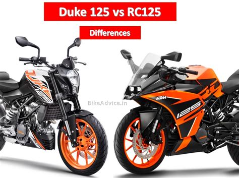 KTM Duke 125 vs RC125 - List of all Differences Listed