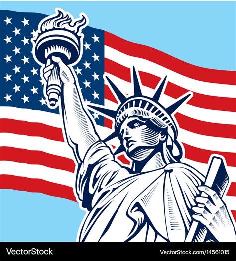 Statue liberty usa flag Royalty Free Vector Image