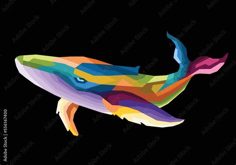 colorful whale pop art portrait isolated decoration Stock Vector ...