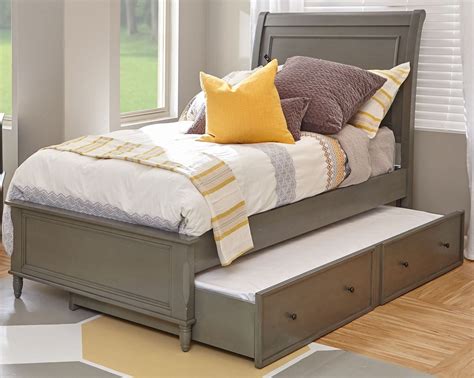 Avignon Grey Twin Panel Bed with Trundle Bed from Jofran | Coleman Furniture