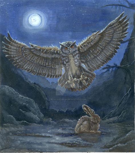 Eagle Owl - hunting in the night by Beax-artwork on DeviantArt