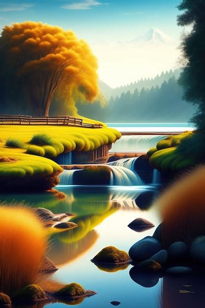 Premium AI Image | Idyllic Landscape Background