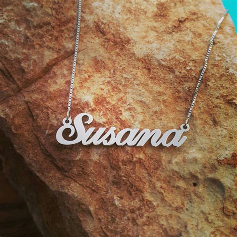 14k White gold name necklace / 14 ct WHITE gold solid gold name ...