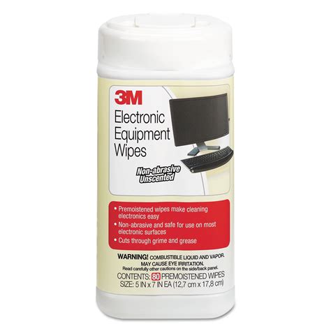 3M Electronic Equipment Cleaning Wipes, 5 1/2 x 6 3/4, White, 80 ...