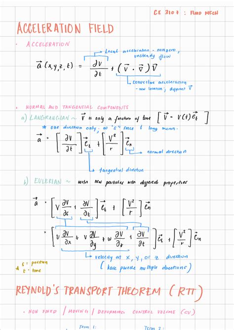 Continuity Equation - Fluid Mechanics - Studocu