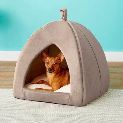 FRISCO Tent Covered Dog & Cat Bed, Beige, Medium - Chewy.com