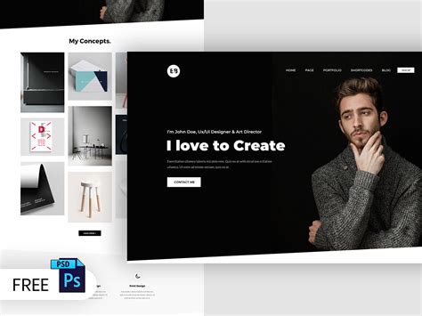 Free Portfolio Web Design PSD Template :: Behance