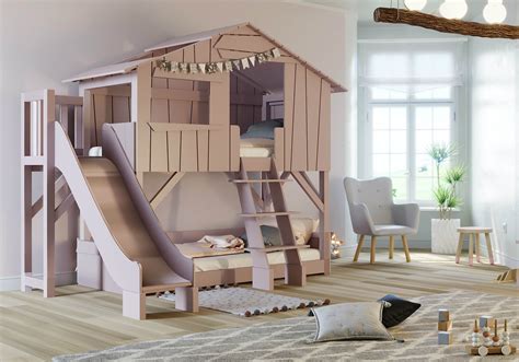 Mathy By Bols Treehouse Bunk Bed With Platform & Slide