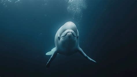 Adorable Face Of A Beluga Whale Swimming Underwater Background, Beluga ...