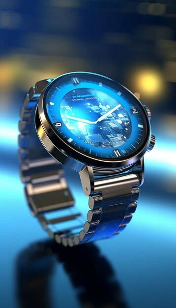 Premium AI Image | A watch with a blue face and a blue face.