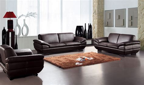 Contemporary Three Piece Sofa Set in Dark Brown Leather Atlanta Georgia Beverly-Hills-Prestige