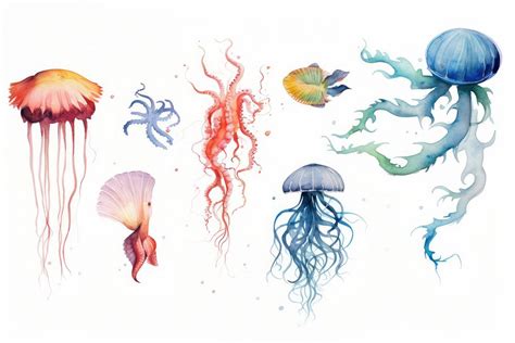 Marine life jellyfish animal invertebrate. | Free Photo Illustration - rawpixel