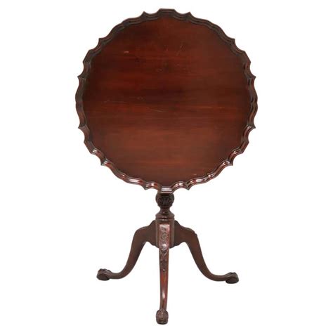 Mahogany Chippendale Style Pie Crust Tilt-Top Tea Table Ball and Claw ...