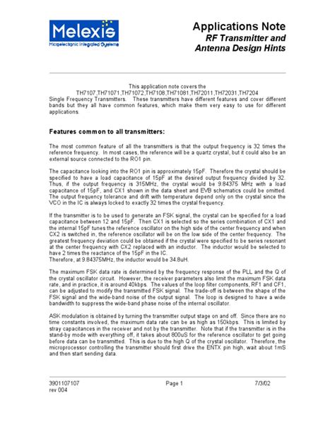 RF Transmitter and Antenna Design Hints | PDF | Antenna (Radio) | Capacitor