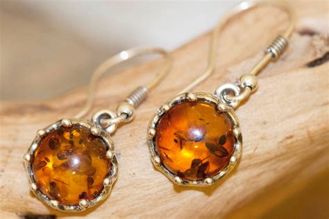 Baltic Amber Earrings fitted in a Sterling Silver setting. Big silver earrings, amber stone ...