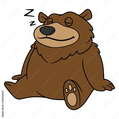 Cartoon Fat Grizzly Bear Sleeping Stock Vector | Adobe Stock