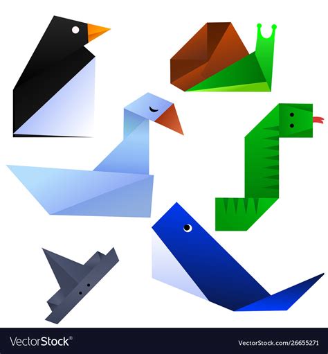 Cute paper origami animals Royalty Free Vector Image