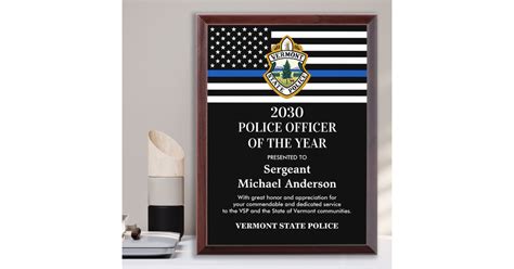 Police Officer Of The Year Department Custom Logo Award Plaque | Zazzle