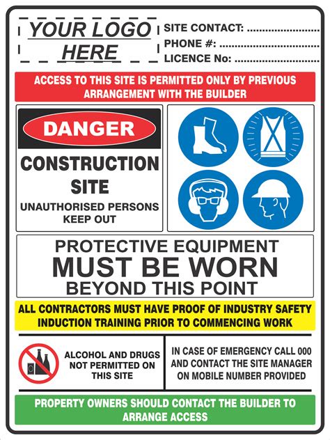 CONSTRUCTION SITE COMBINATION SIGN | Discount Safety Signs Australia