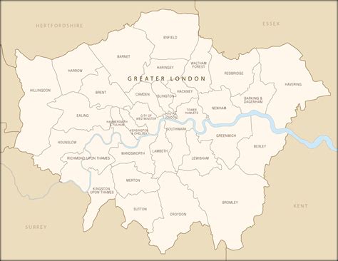 Map of London boroughs - royalty free editable vector map - Maproom