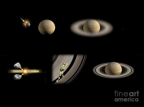 Formation Of Saturn's Rings by Tim Brown/science Photo Library