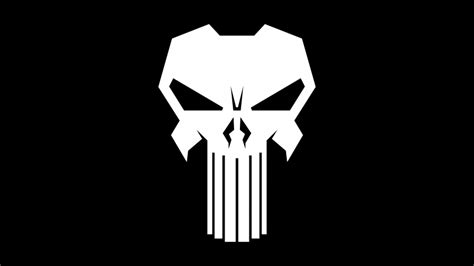 The Punisher logo Wallpaper 4K, Black background, AMOLED, 5K, 8K