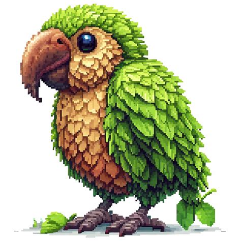 Premium Photo | A pixel cute baby kakapo illustration