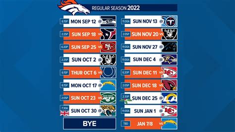 2022 Denver Broncos season schedule: NFL schedules announced | 9news.com