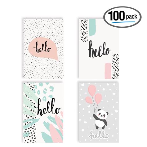 Hello Greeting Cards, All Occasion Cards, 100-Pack, 4 x 6 inch, 4 Fun Variety Cover Designs ...