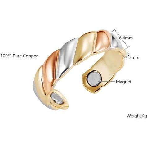 This stylish magnetic ring made with pure solid copper has two powerful 3000 gauss neodymium ...