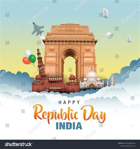 Happy Republic Day India Greetings Vector Stock Vector (Royalty Free) 2094640384 | Shutterstock