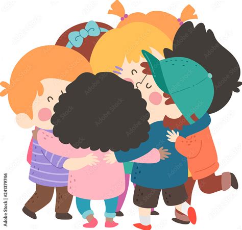 Kids Group Hug Illustration Stock Vector | Adobe Stock