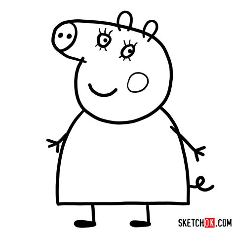 How to draw Peppa Pig characters - Sketchok easy drawing guides